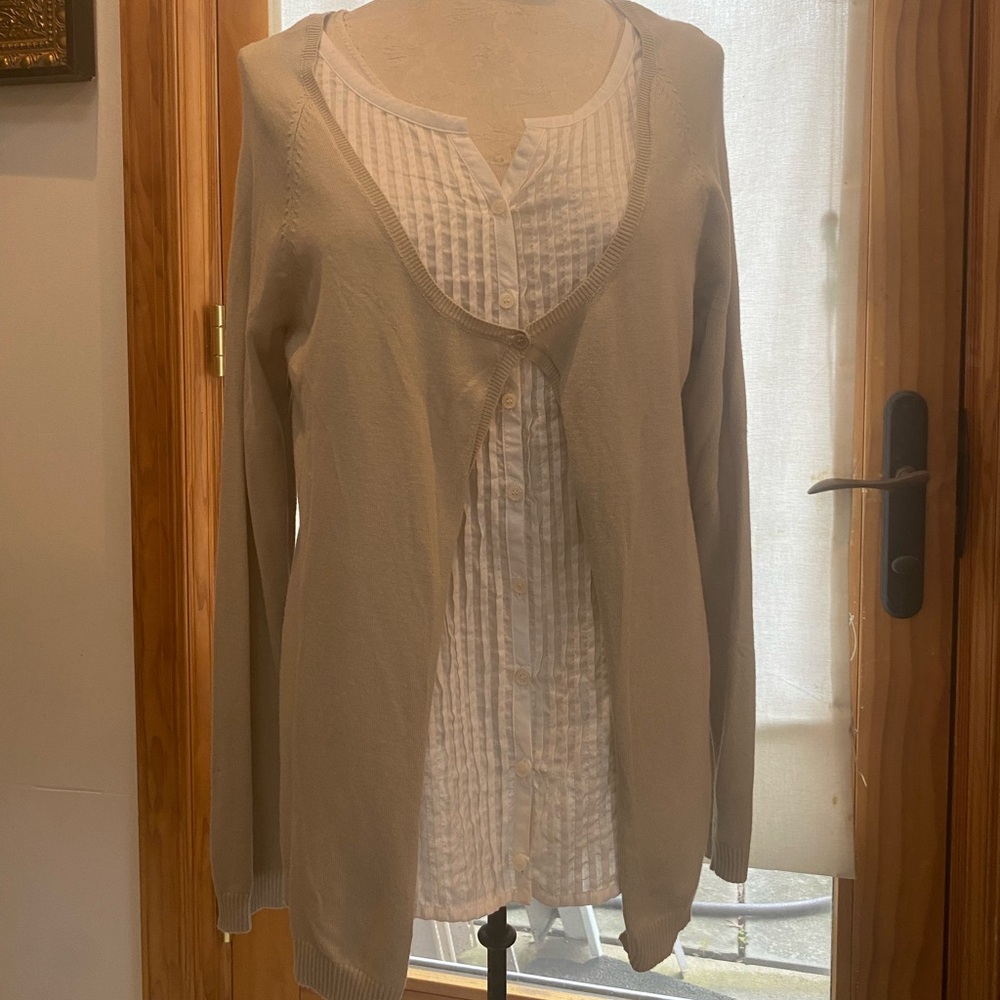 michael kors blouse beige and white xl